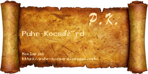 Puhr Kocsárd névjegykártya